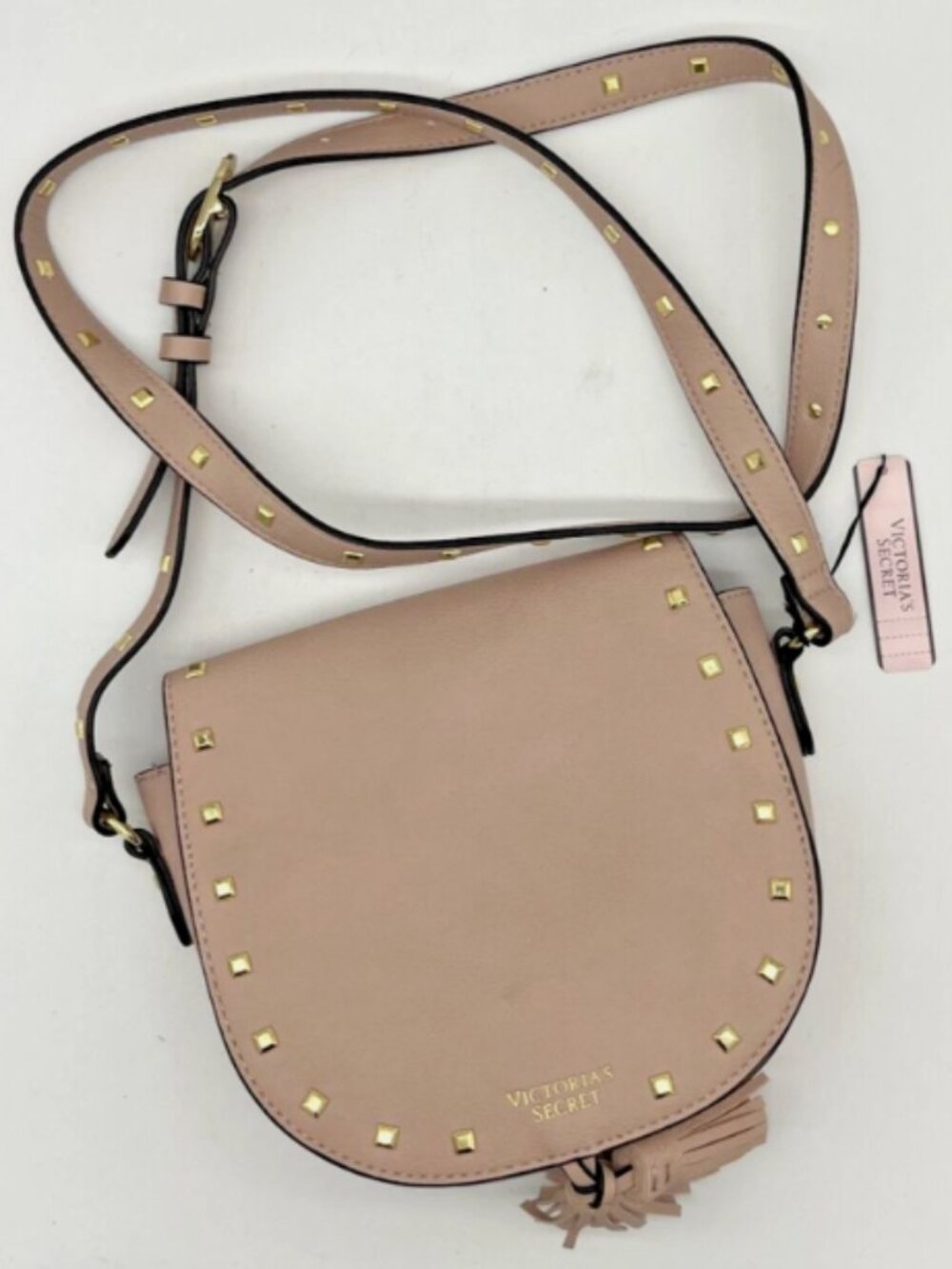 NEW Victoria Secret's Festival Crossbody Gold Studded Tassel Blush Pink Purse